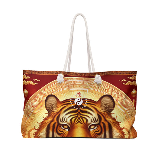 "Golden Majesty: Ascension of the Lunar Tiger" - Casual Yoga Bag