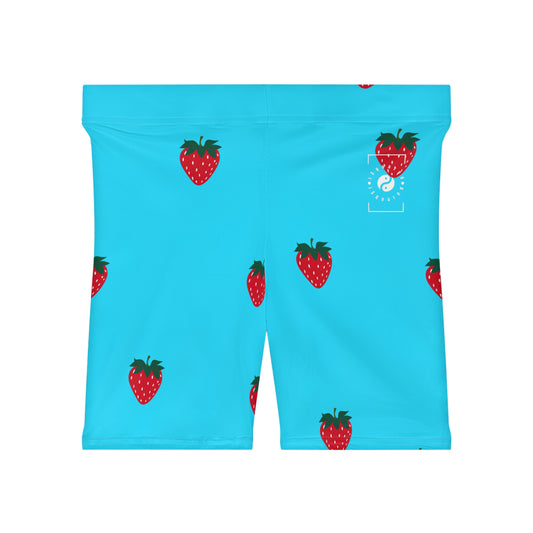 #22DEFF Light Blue + Strawberry - Hot Yoga Short