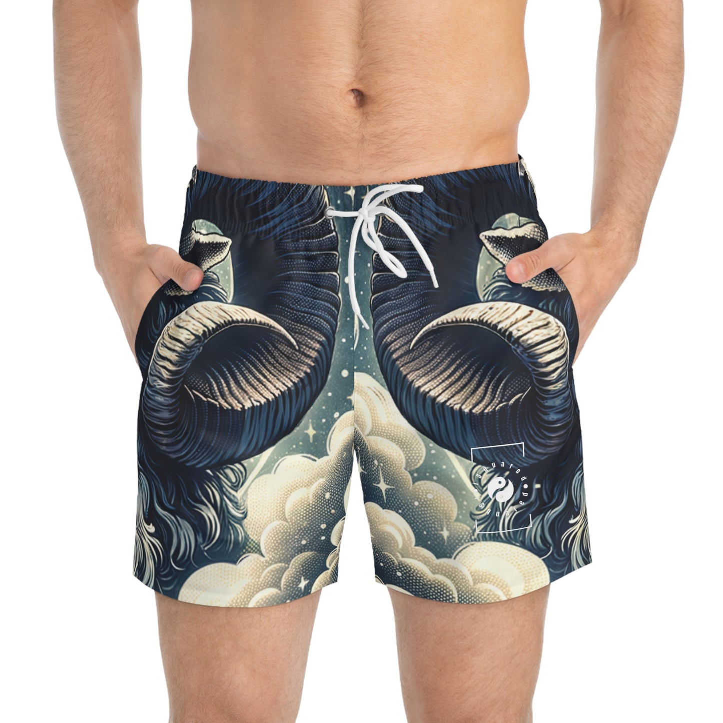 "Celestial Ram Ascendant" - Swim Trunks for Men