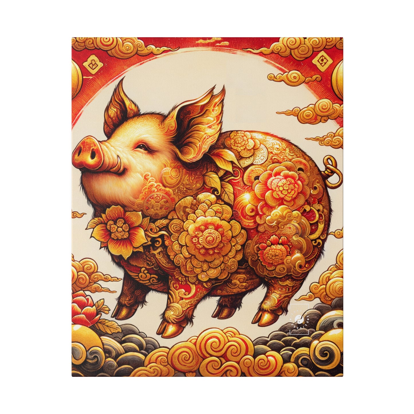 "Golden Prosperity: The Divine Boar Celebration" - Art Print Canvas