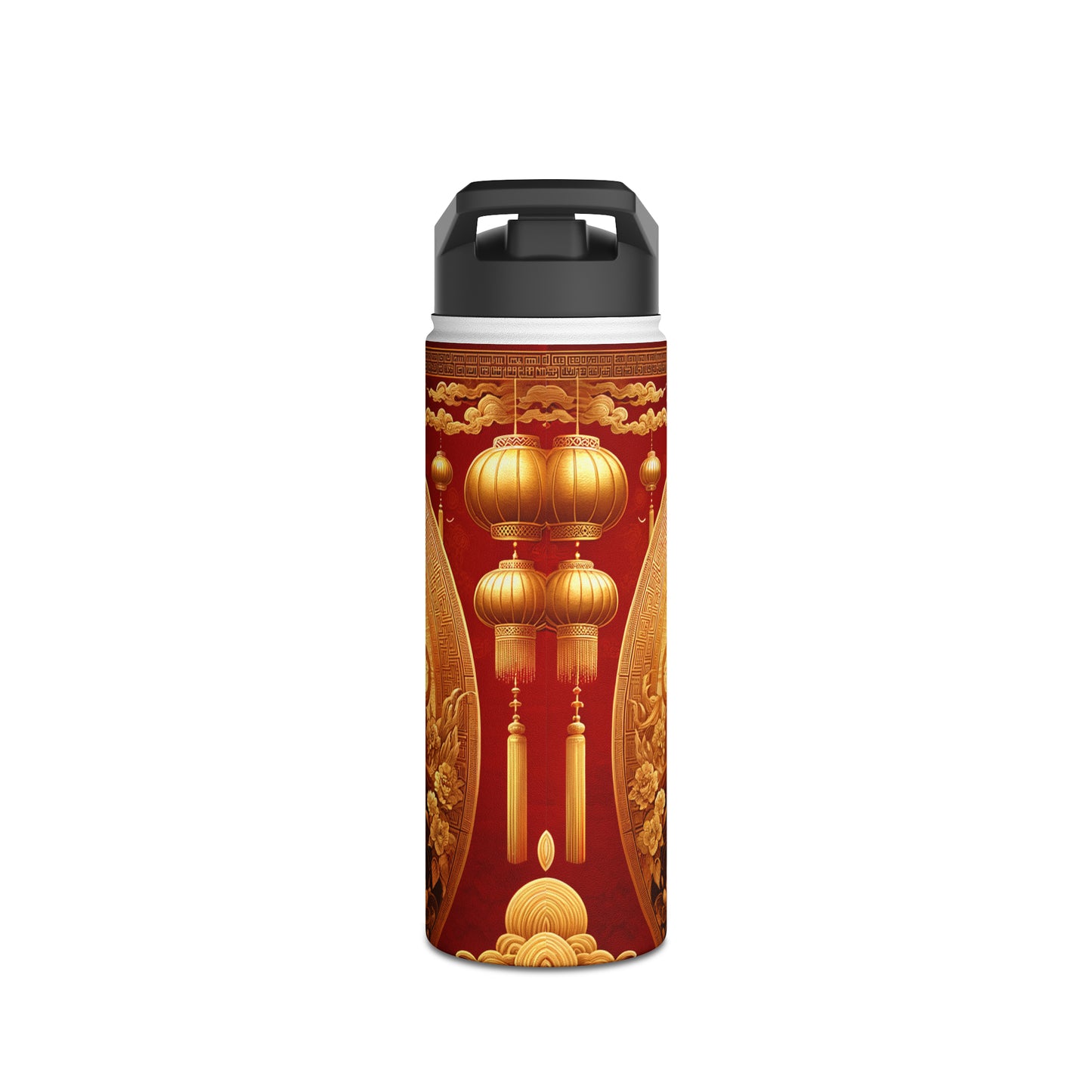 "Golden Majesty: Ascension of the Lunar Tiger" - Water Bottle