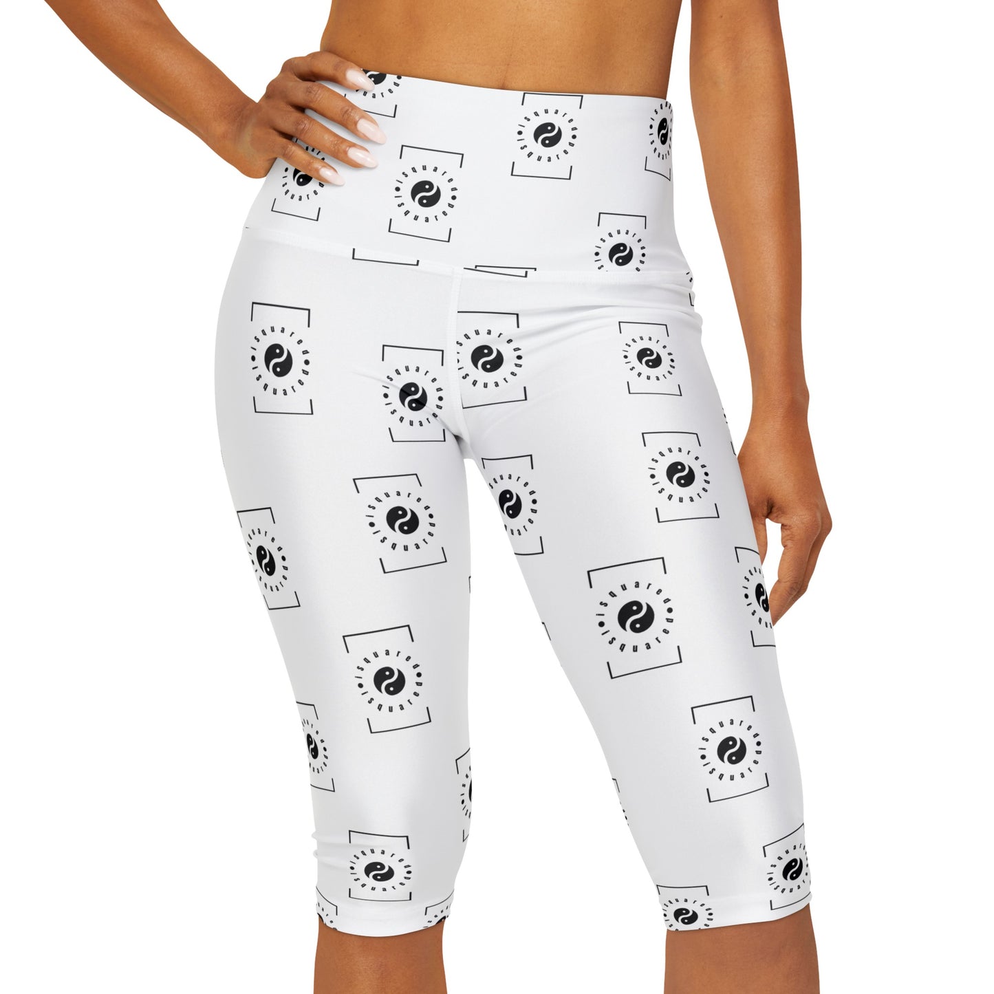 white iSquared Yoga - High Waisted Capri Leggings