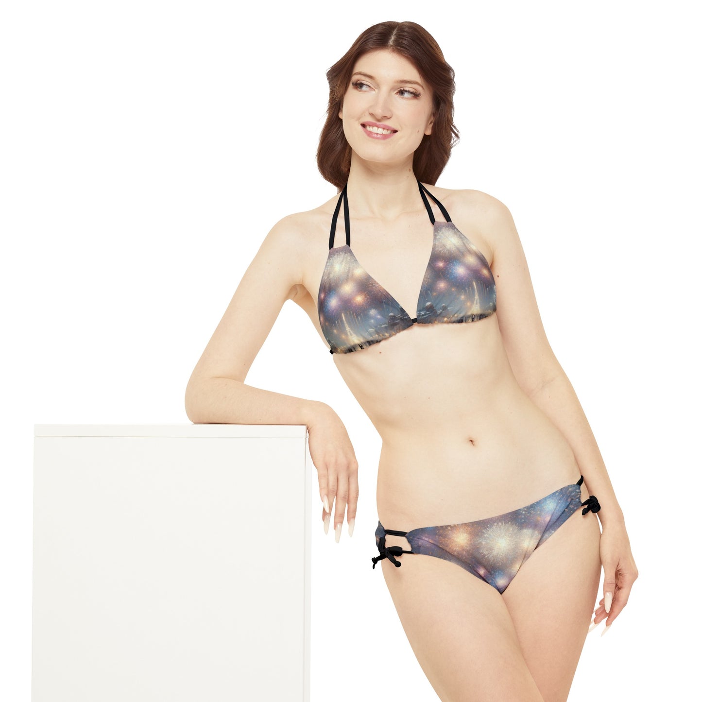 "Manet's Midnight Marvels" - Lace-up Bikini Set