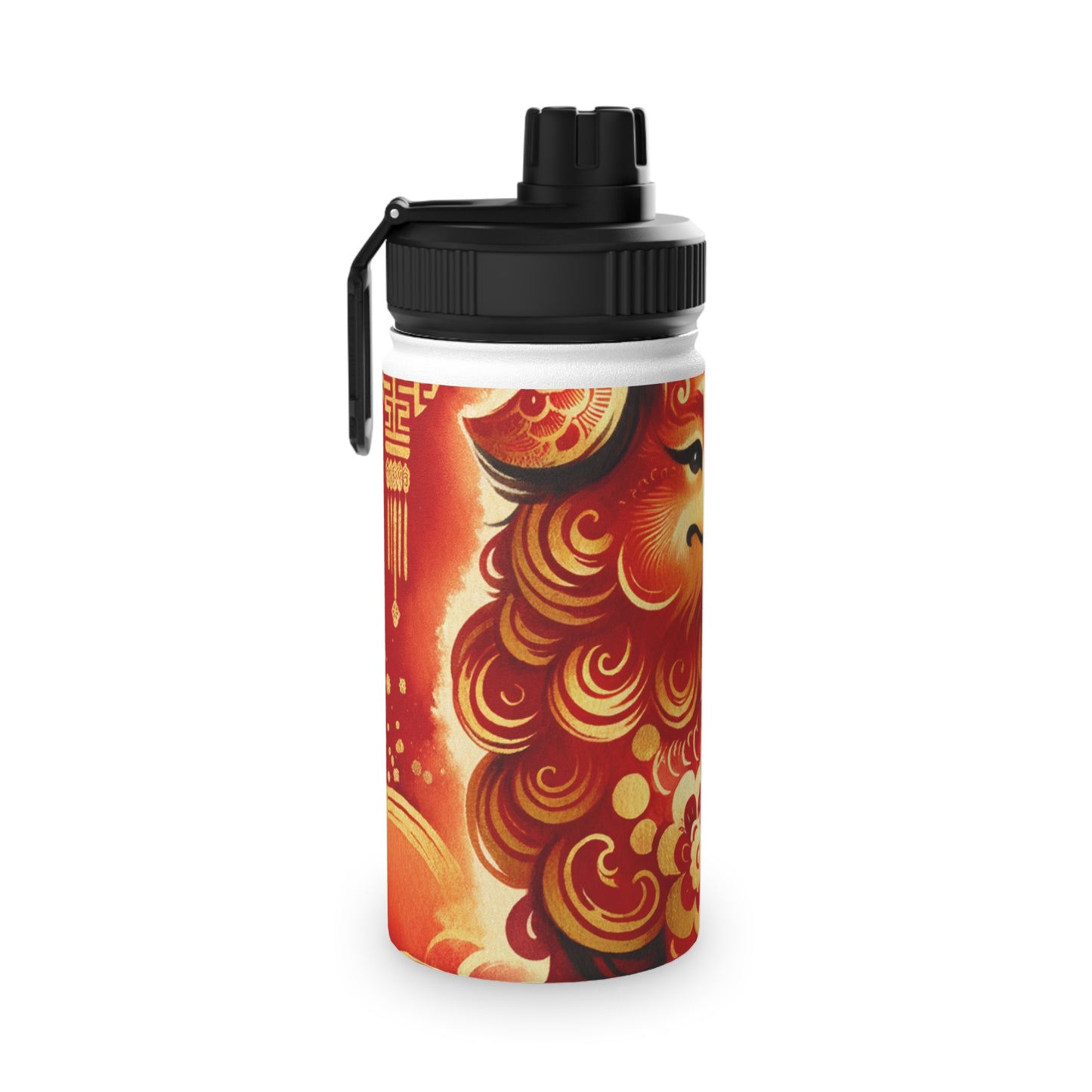 "Golden Canine Emissary on Crimson Tide: A Chinese New Year Odyssey" - Sports Water Bottle