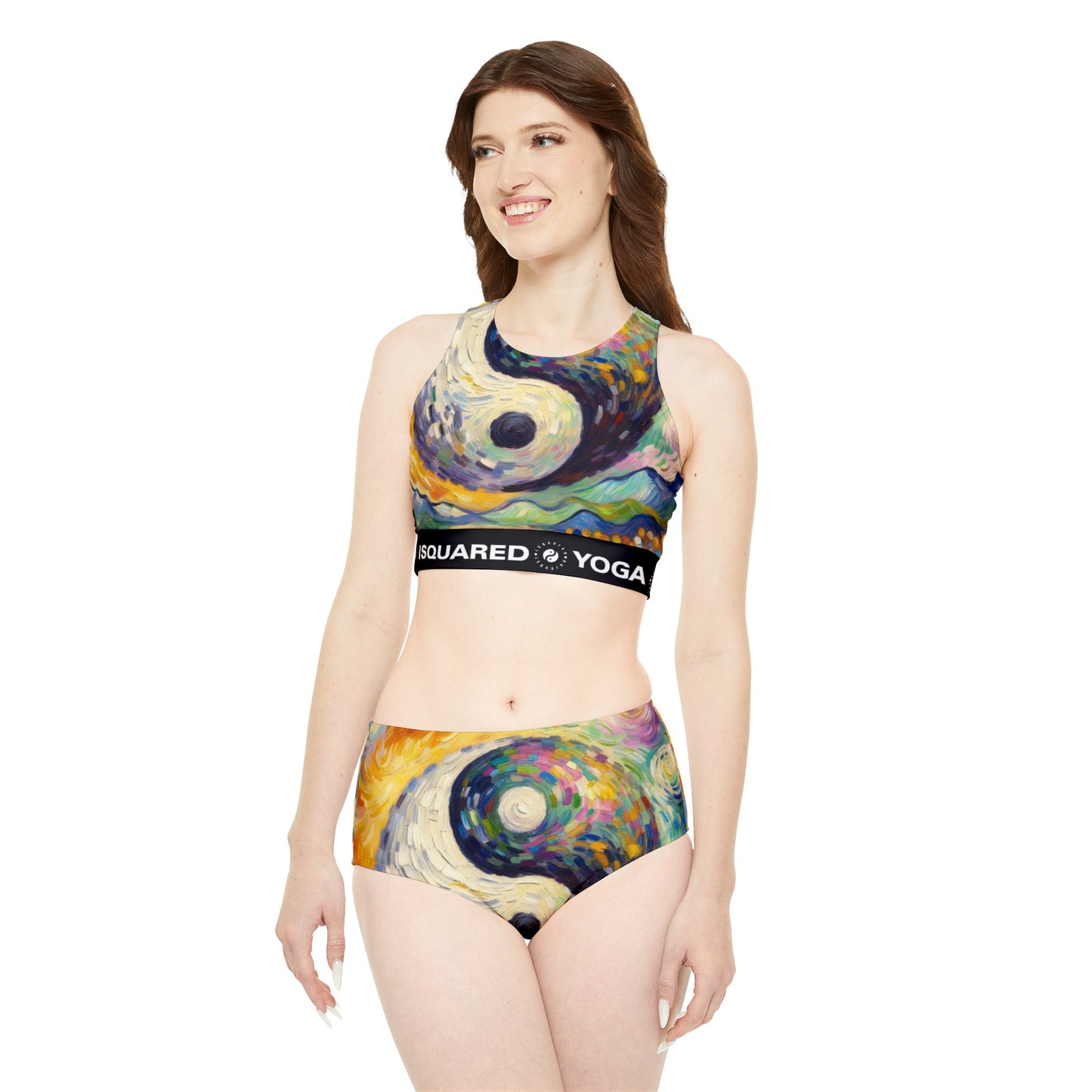 "Spectral Duality: An Impressionist Balance" - Hot Yoga Bikini Set