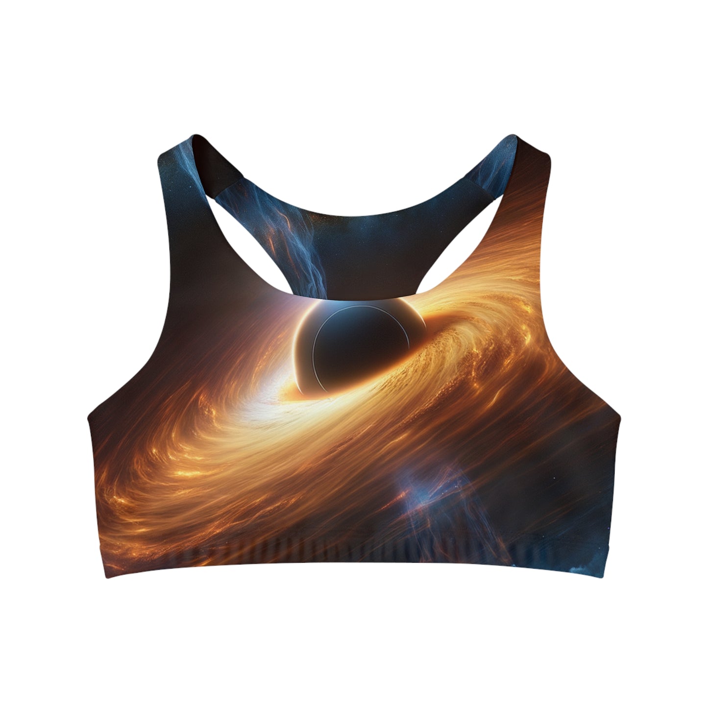 "Discs of Illumination: Black Hole Reverie" - Seamless Sports Bra