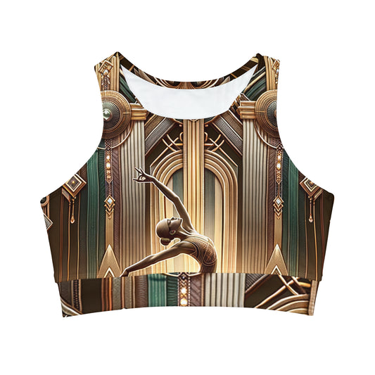Deco Serenity: A Fusion of Opulence and Zen - High Neck Crop Top