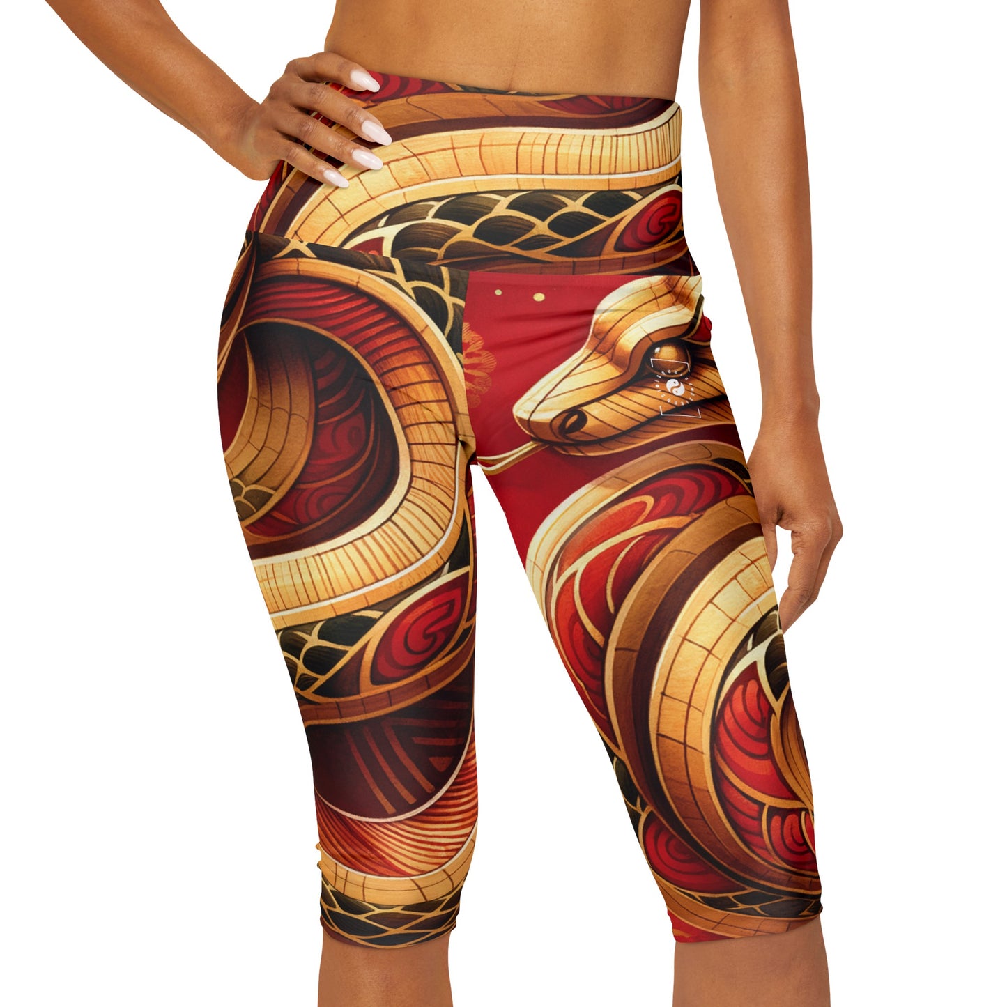 "Crimson Serenity: The Golden Snake" - Legging Capri taille haute