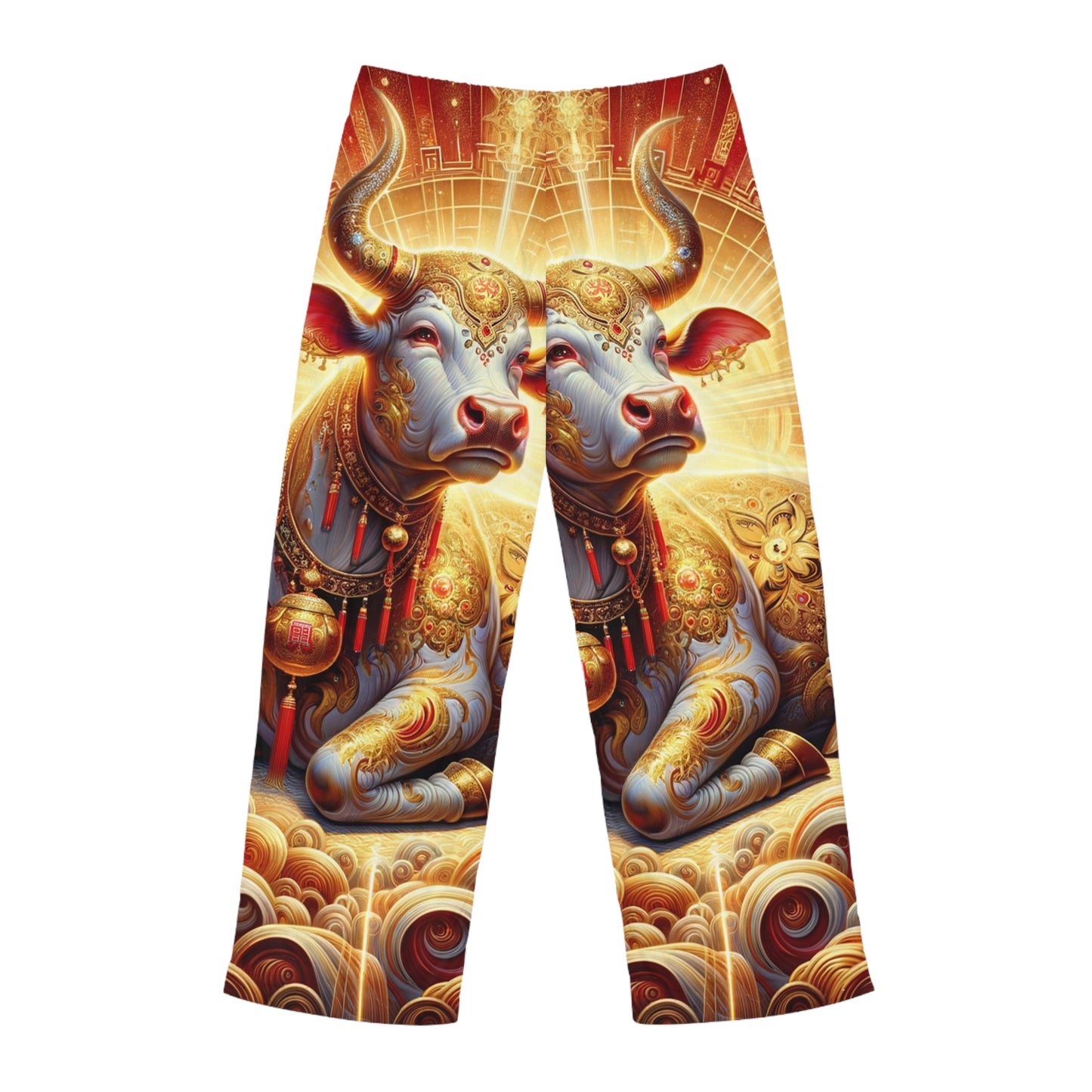 "Golden Euphoria: A Dance of the Divine Bovine" - men's Lounge Pants