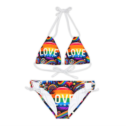 LOVE WINS - Lace-up Bikini Set