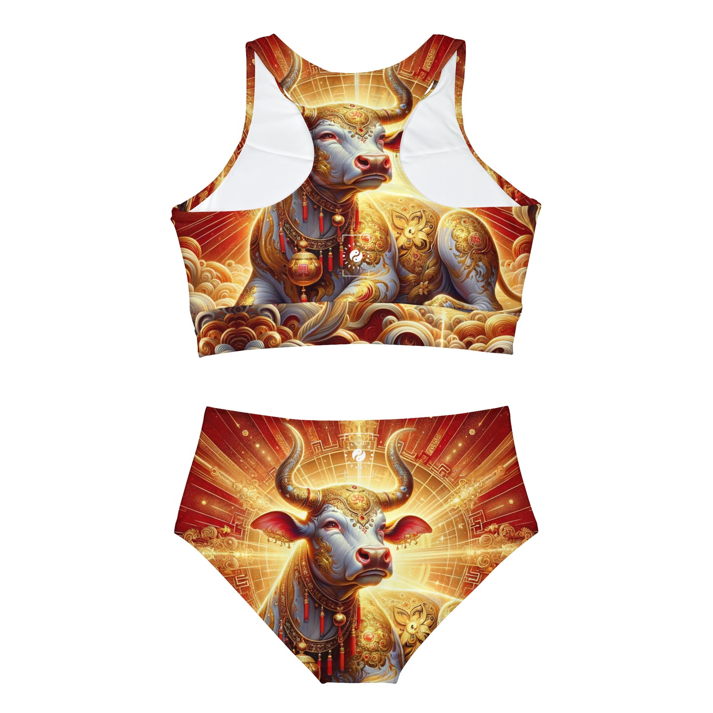 "Golden Euphoria: A Dance of the Divine Bovine" - Hot Yoga Bikini Set