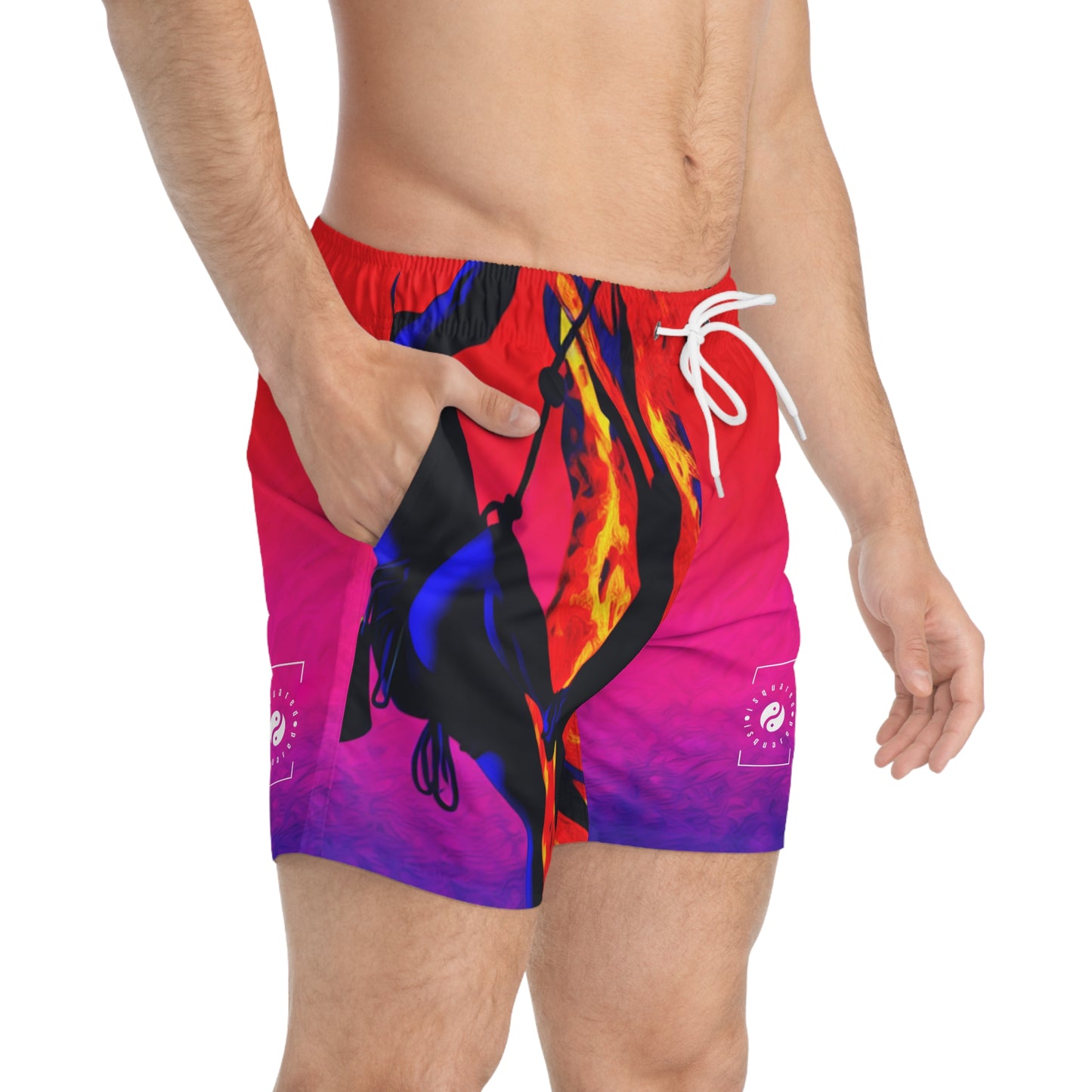 "Technicolour Ascent: The Digital Highline" - Swim Trunks for Men