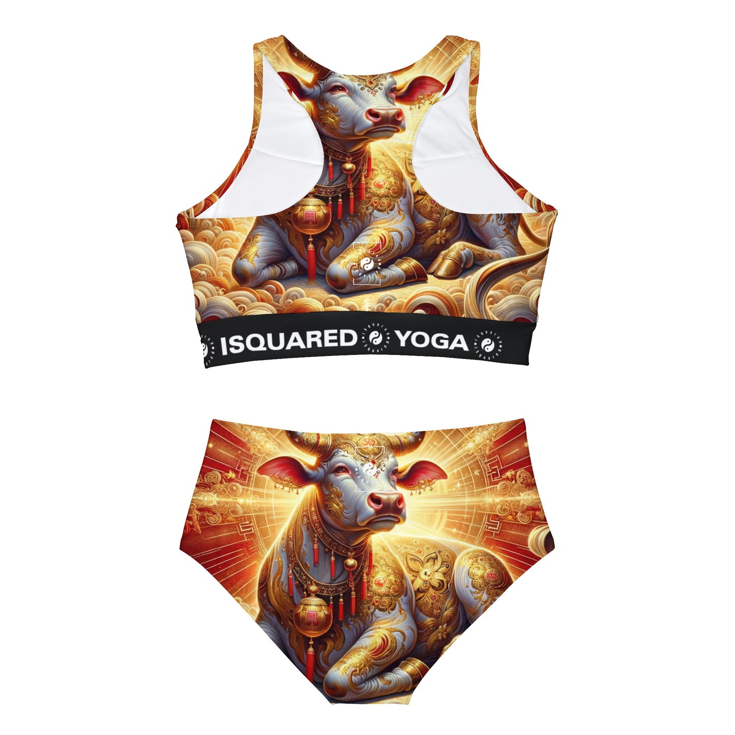 "Golden Euphoria: A Dance of the Divine Bovine" - Hot Yoga Bikini Set