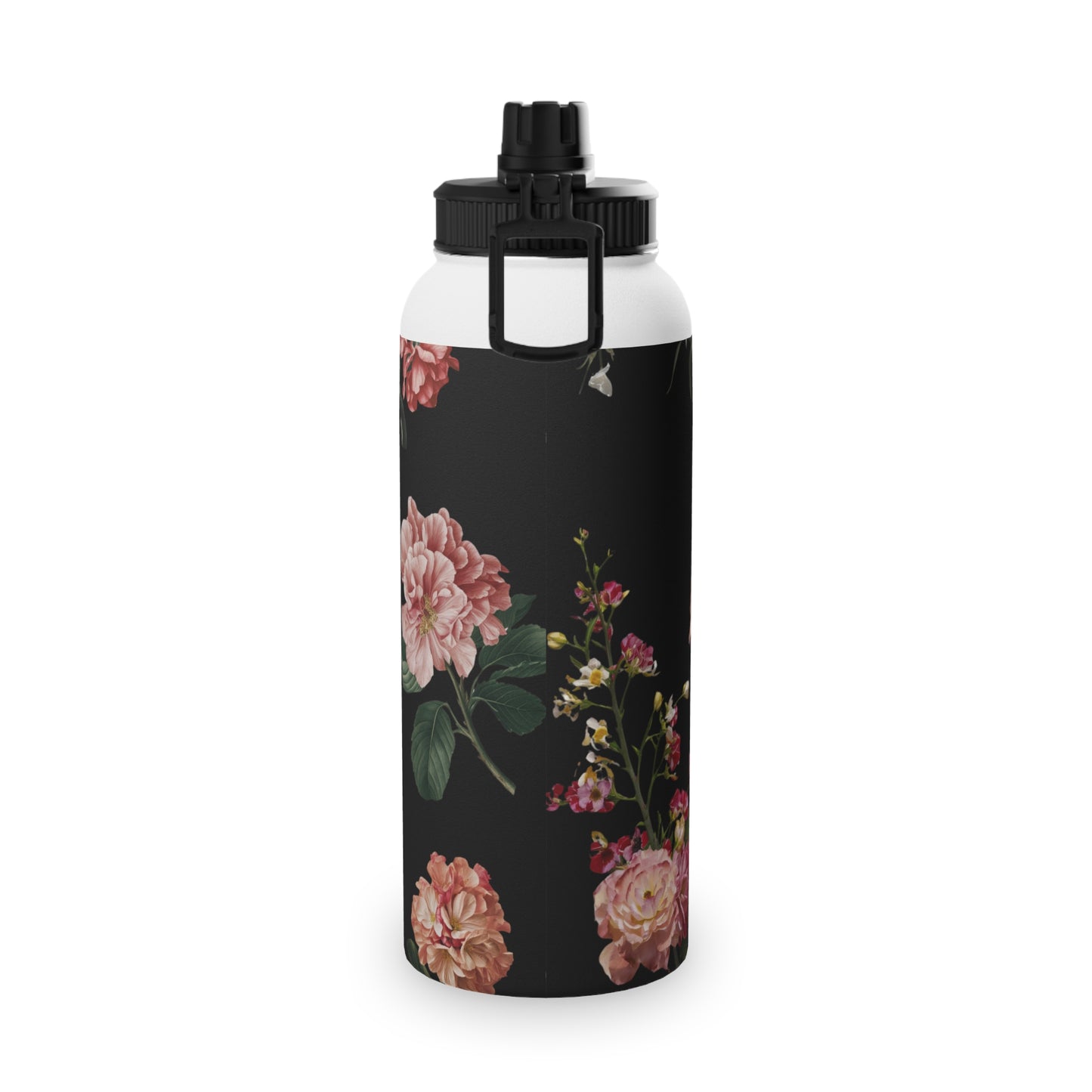 Botanicals on Black - Sports Water Bottle