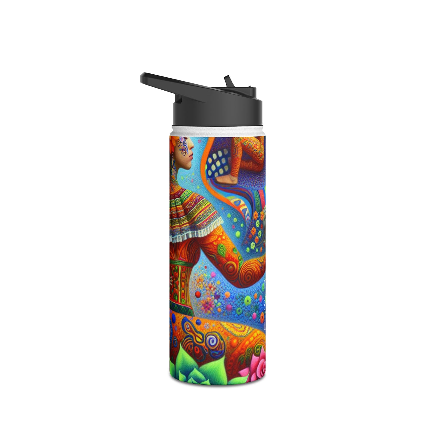 "Kahlo-Kusama Blossom Asanas: A Surreal Yoga Symphony" - Water Bottle