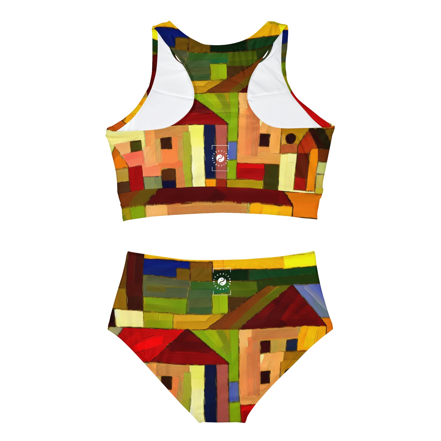 "Adobes de terre dans les teintes de Hundertwasser" - Ensemble de bikini de yoga chaud