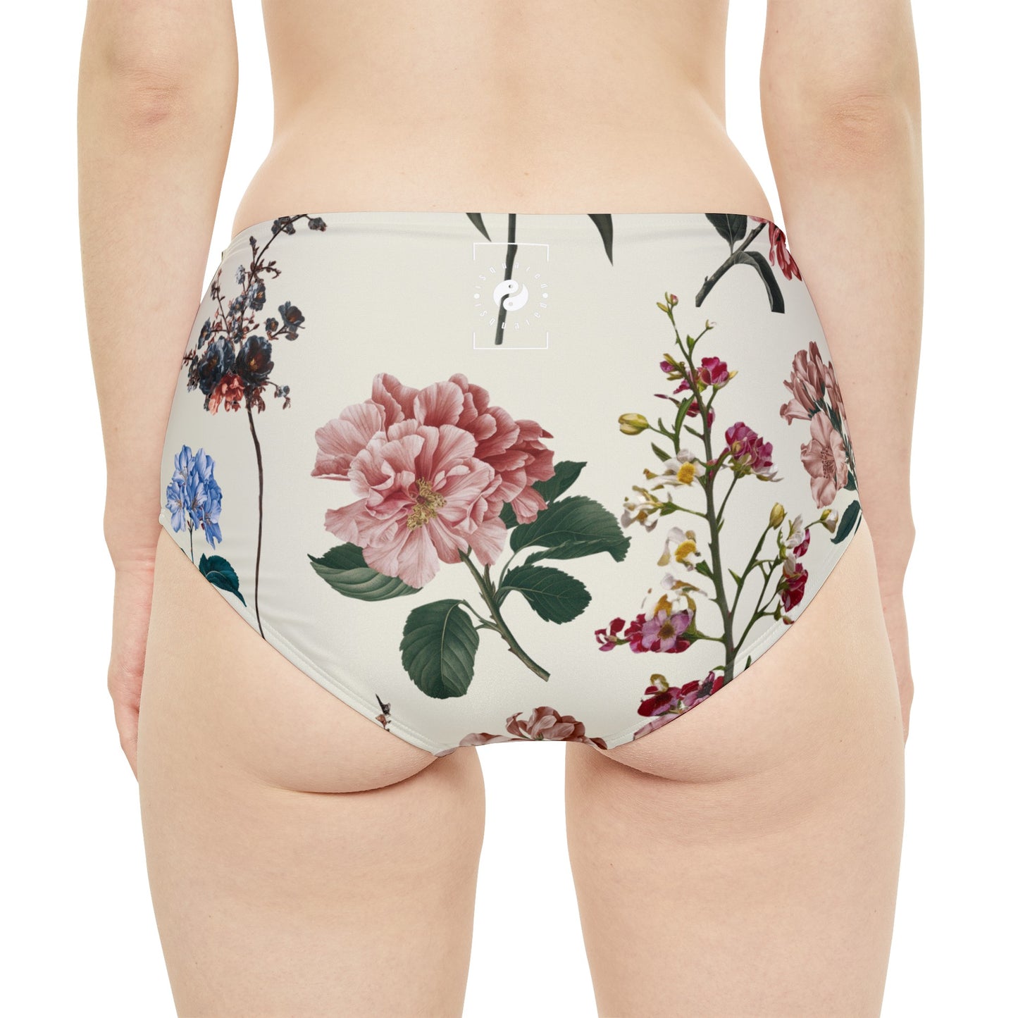 Botanicals on Beige - High Waisted Bikini Bottom