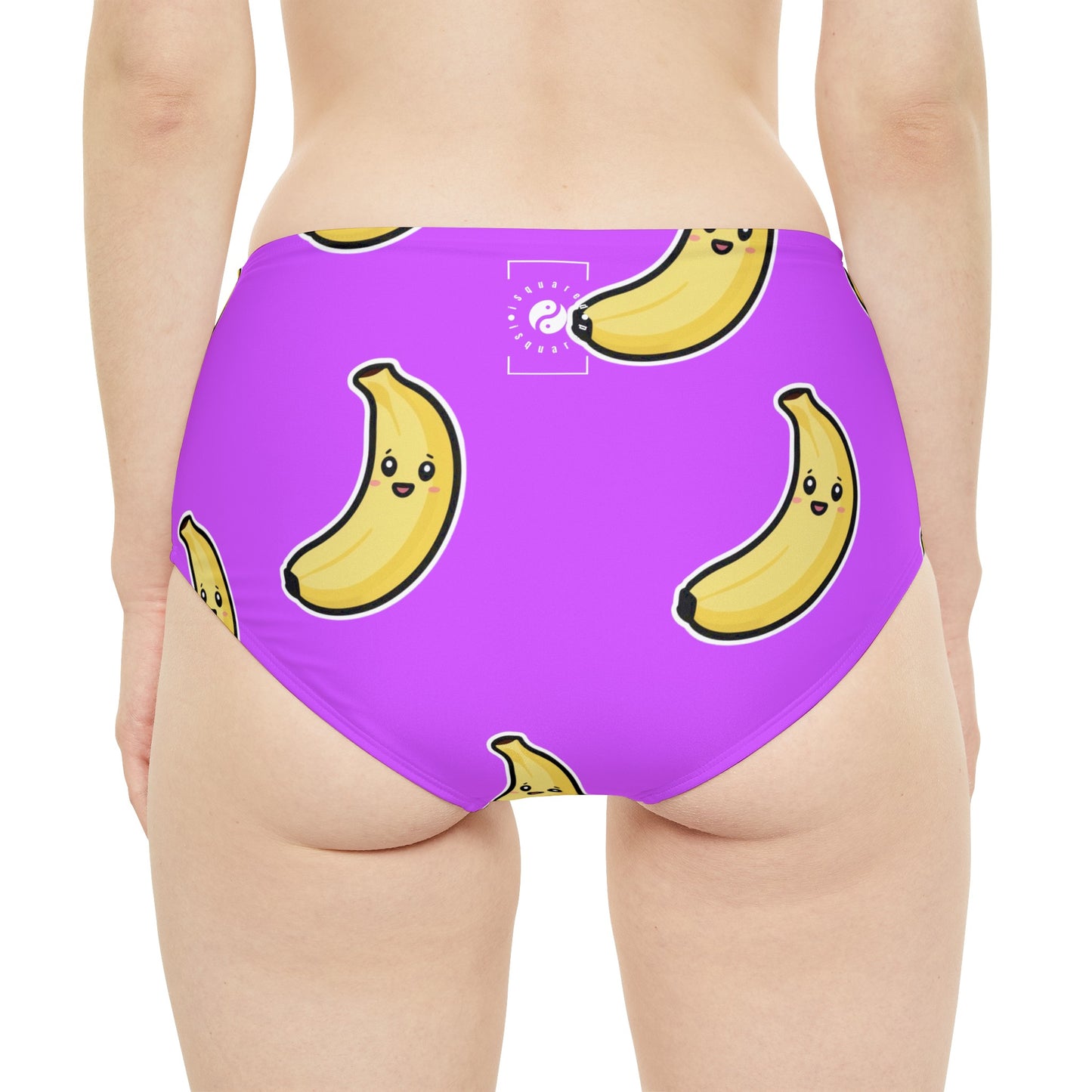 #D65BFF Violet + Banane - Bas de bikini taille haute