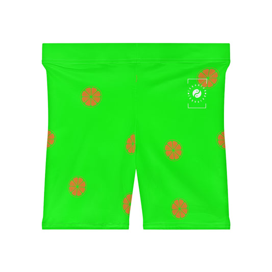 #05FD00 Lime Green + Mandarin - Hot Yoga Short