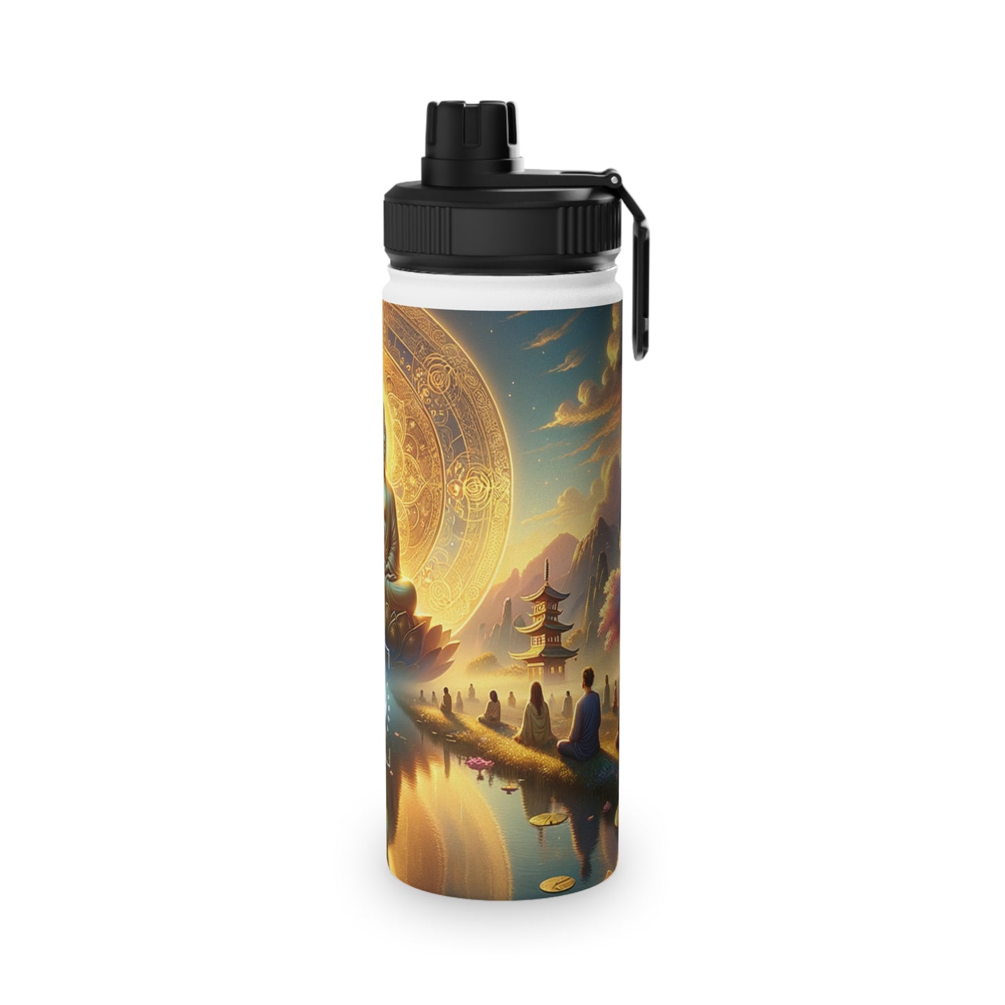 "Serenity in Transience: Illuminations of the Heart Sutra" - Sports Water Bottle