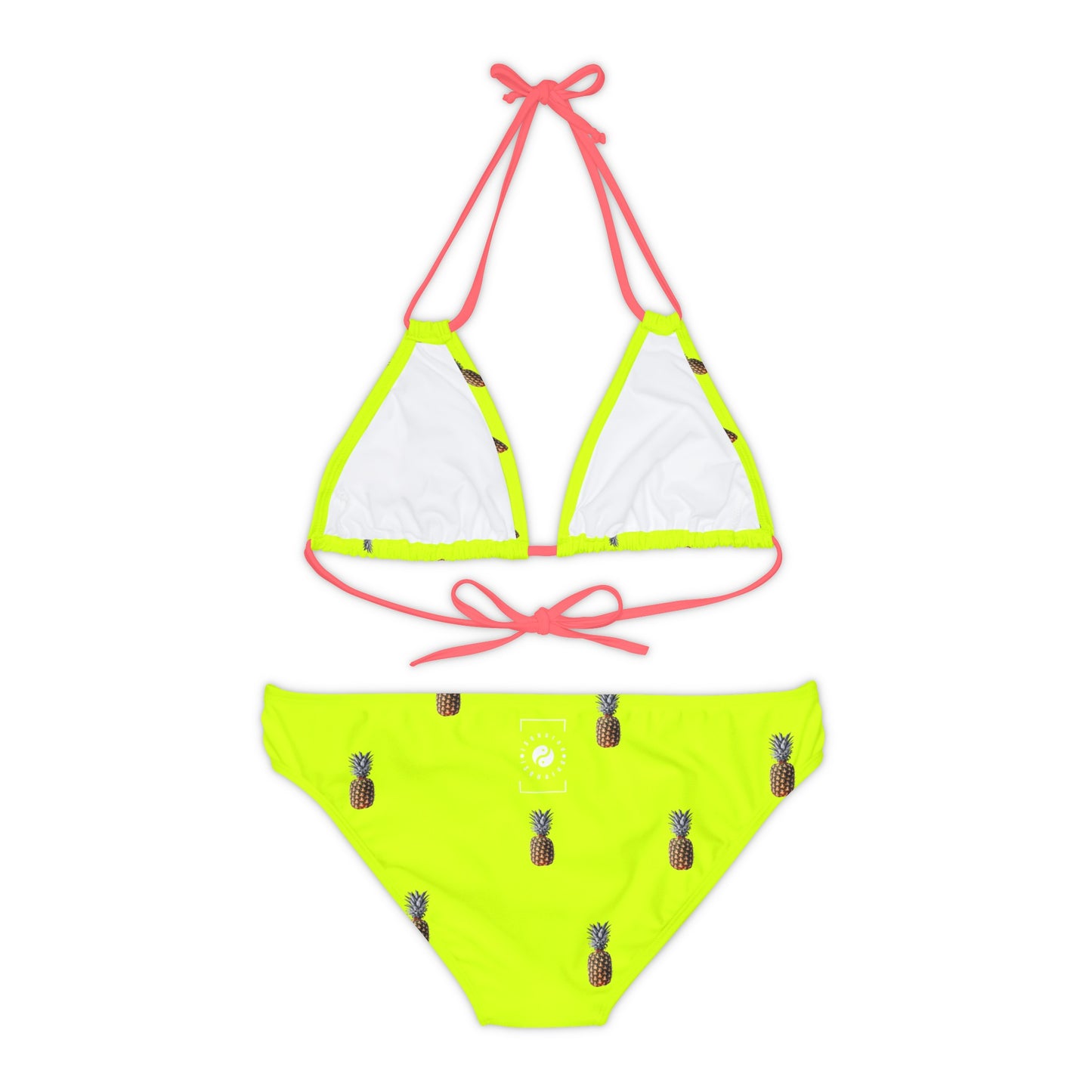 #D7FF11 Sharp Yellow + Pineapple - Ensemble bikini à lacets