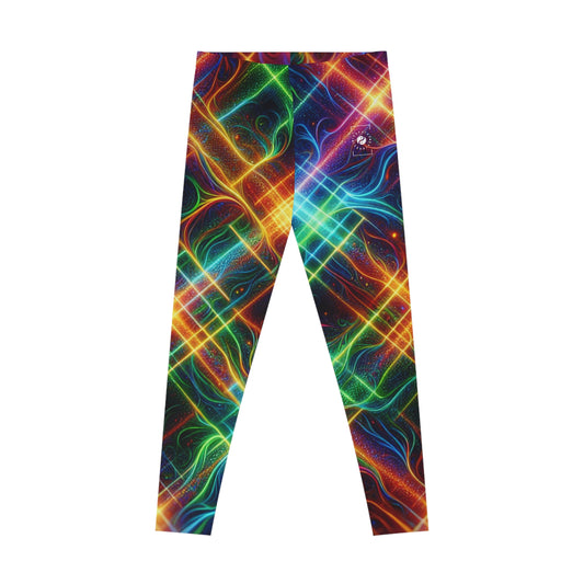 "Neon Plaid Luminosity Matrix" - Unisex Tights