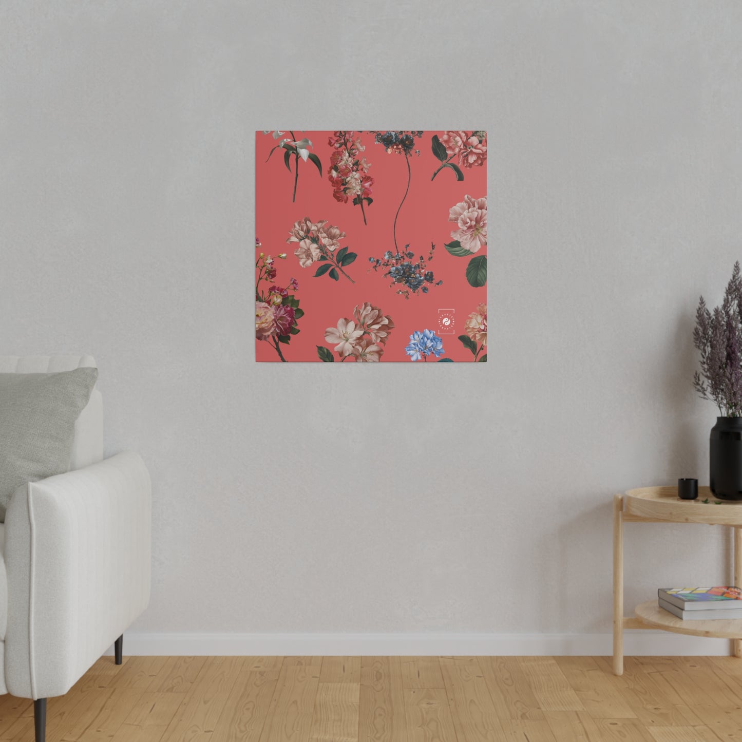 Botanicals on Coral - Art Print Canvas