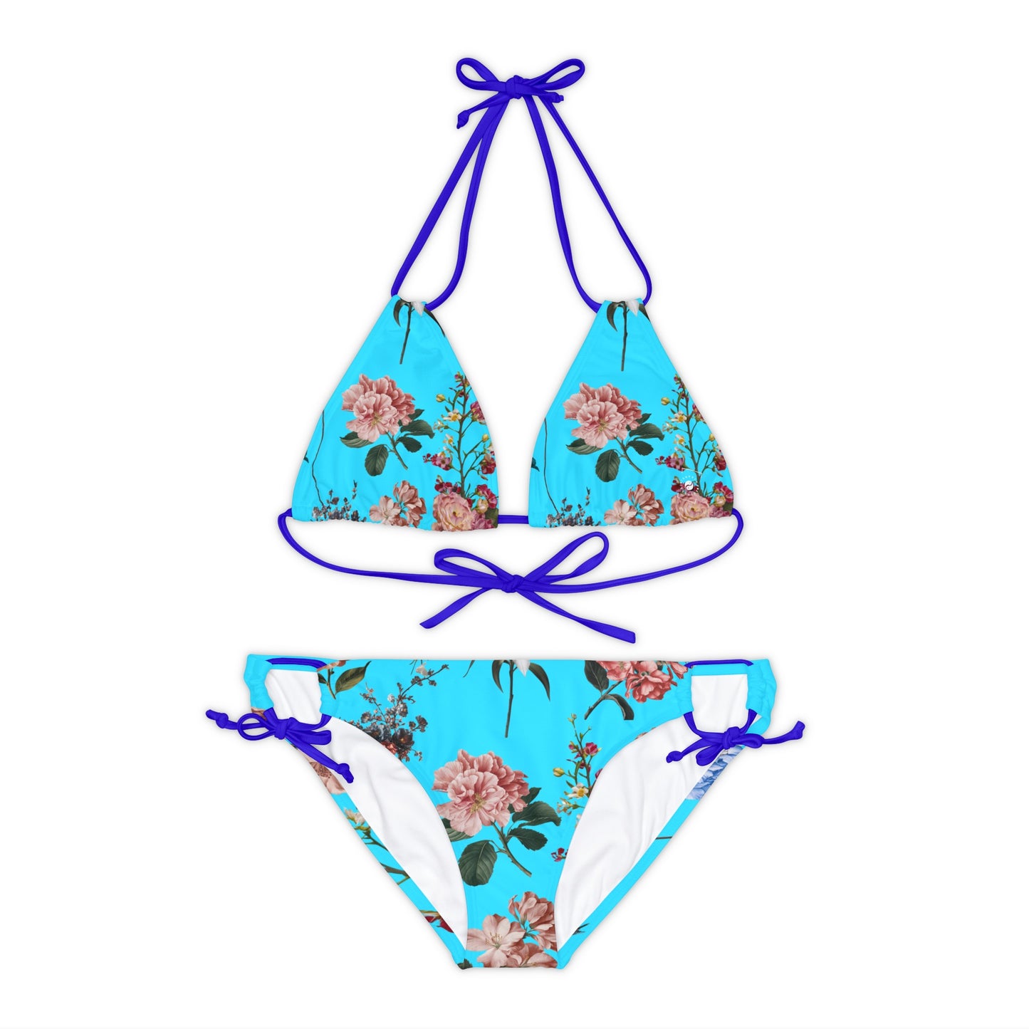 Botanicals on Azure - Lace-up Bikini Set