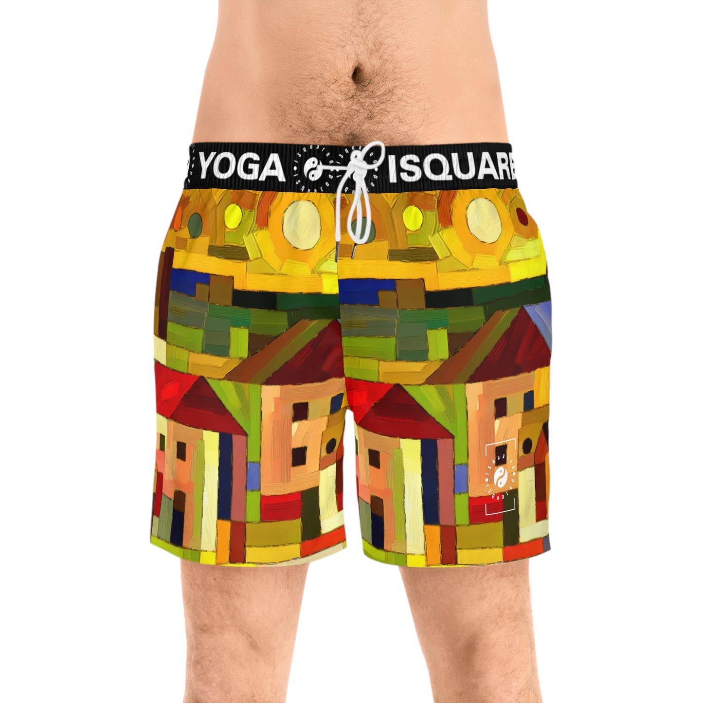 "Earthen Adobes in Hues of Hundertwasser" - Swim Shorts (Mid-Length) for Men