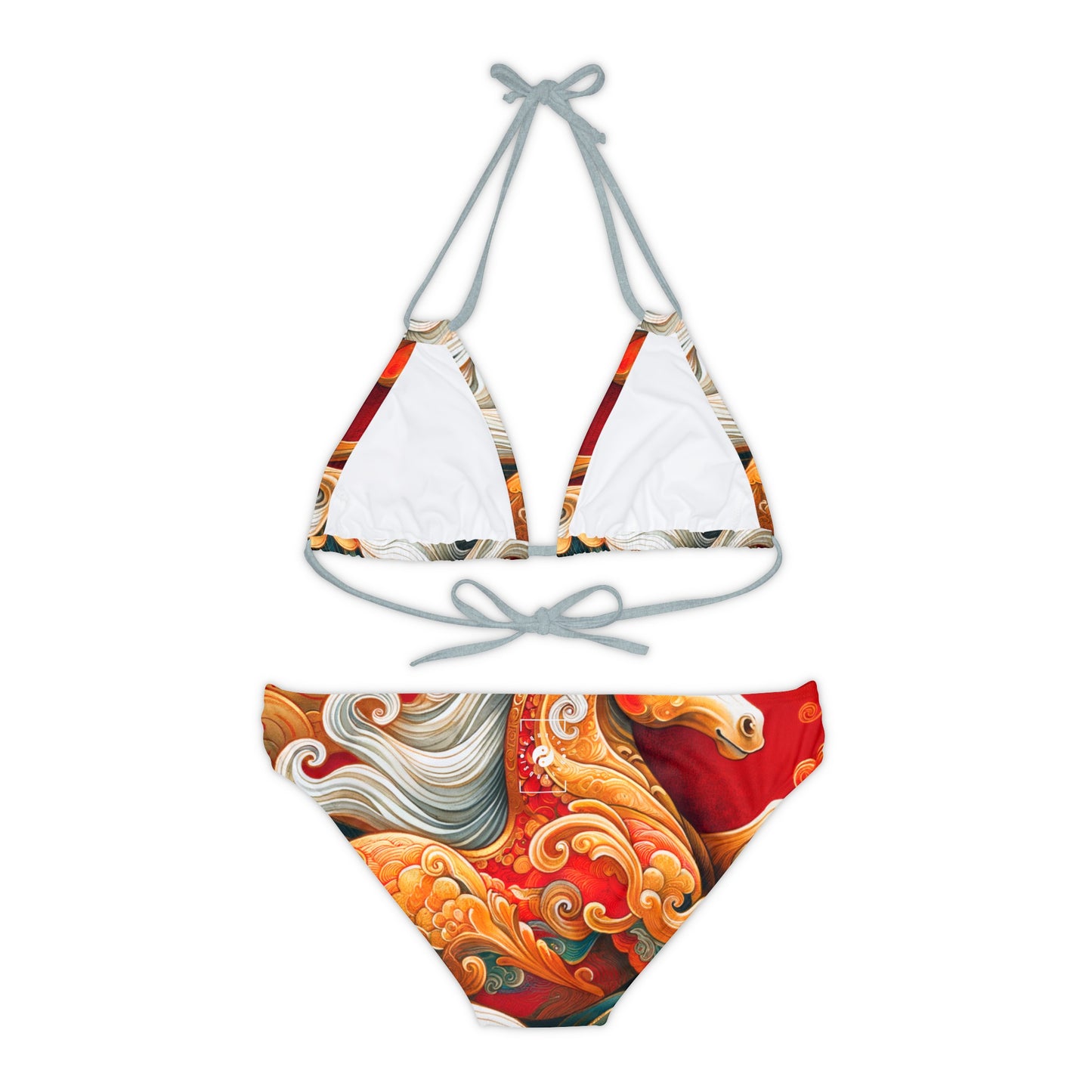 "Gold Gallop on Vermilion Vista: A Lunar New Year’s Ode" - Lace-up Bikini Set