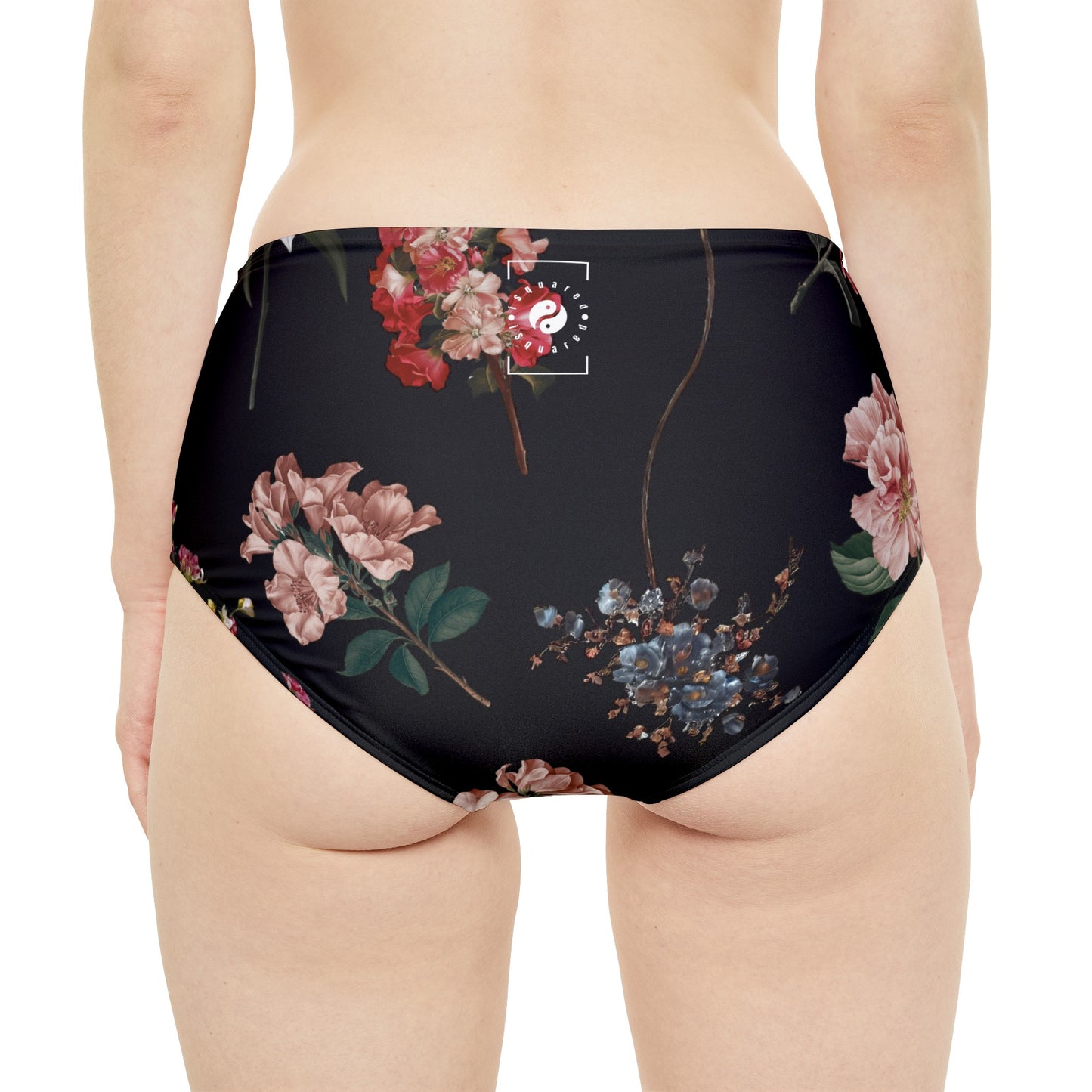 Botanicals on Black - Bas de bikini taille haute