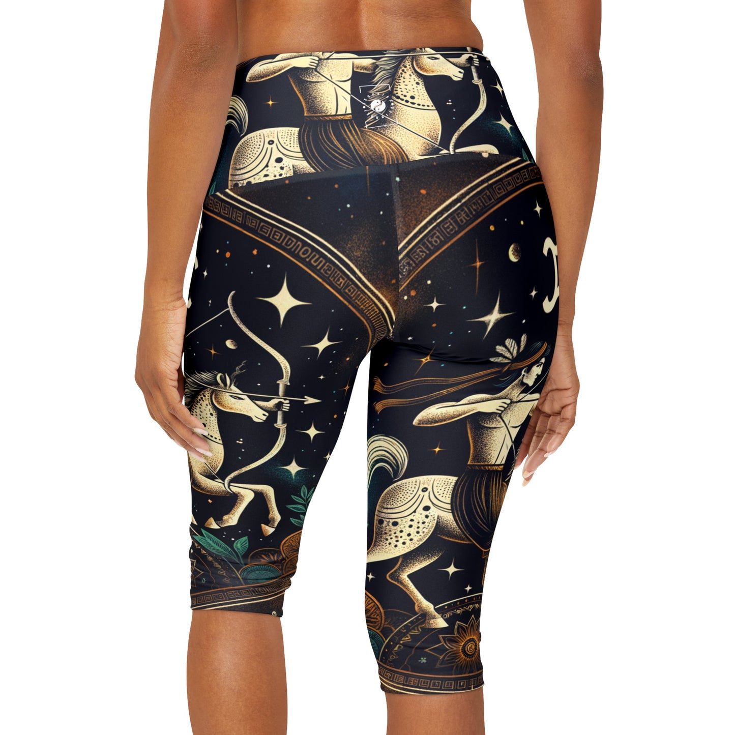 Sagittarius Emblem - High Waisted Capri Leggings