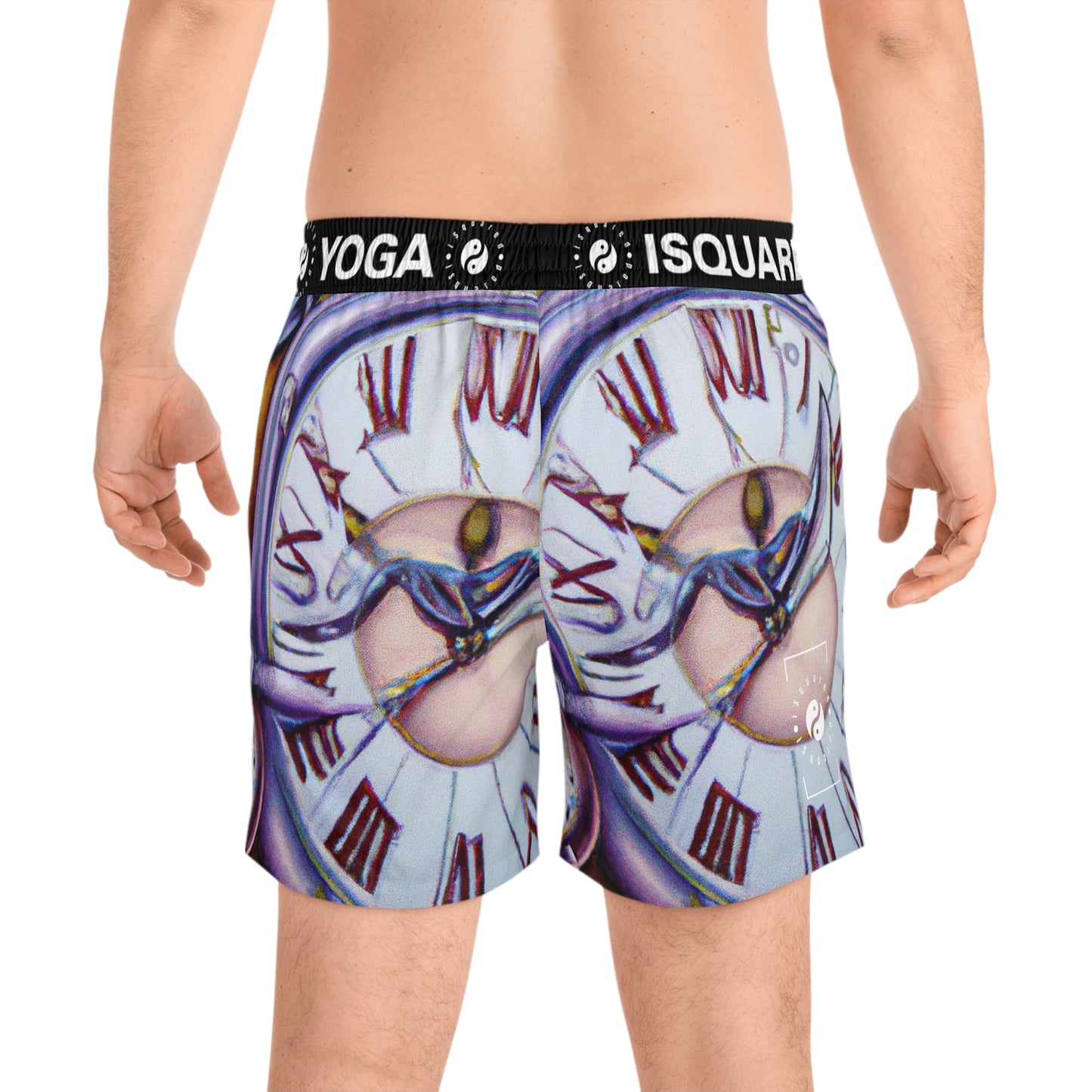 "Chrono Illusionist's Liquid Riddle" - Swim Shorts (Mid-Length) for Men