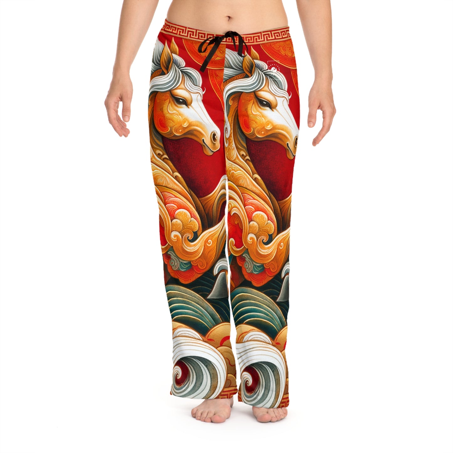 "Gold Gallop on Vermilion Vista: A Lunar New Year’s Ode" - Women lounge pants