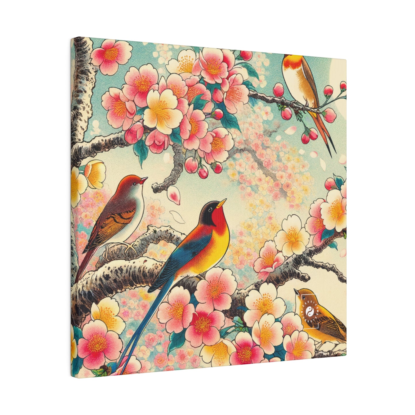 "Verdant Whispers: Sakura Chirping" - Art Print Canvas