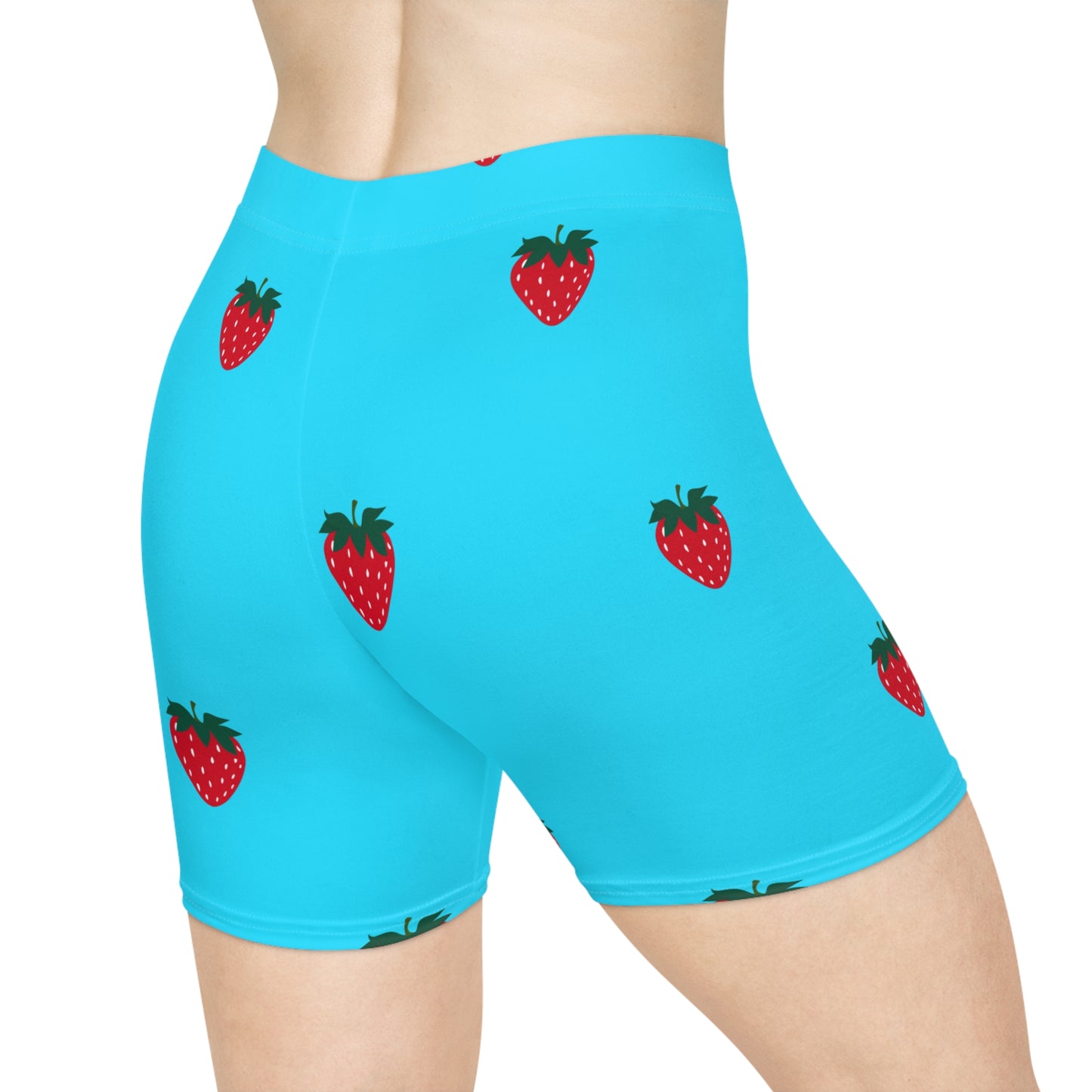 #22DEFF Bleu clair + Fraise - Short de yoga chaud