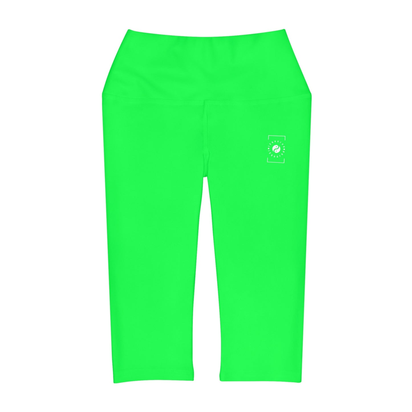 #0FFF50 Vert Fluo - Legging Capri Taille Haute