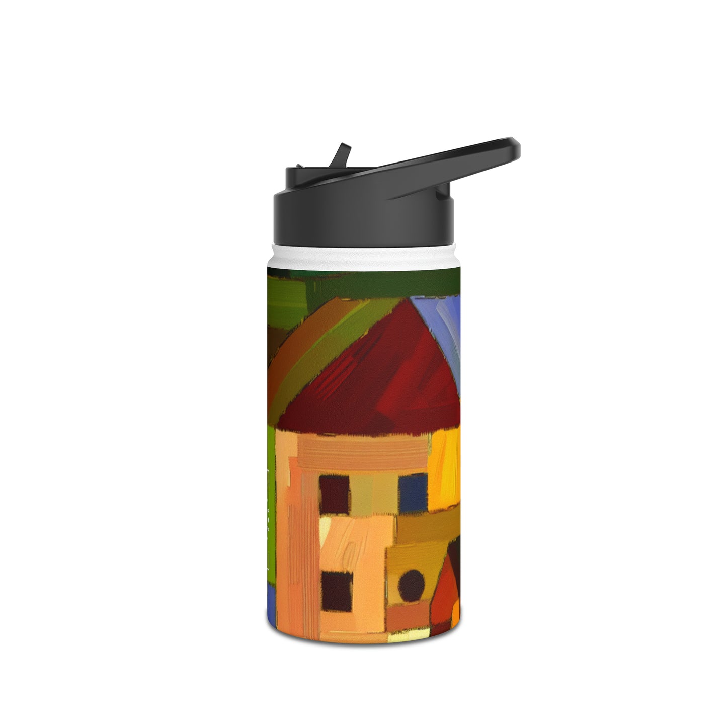 "Earthen Adobes in Hues of Hundertwasser" - Water Bottle