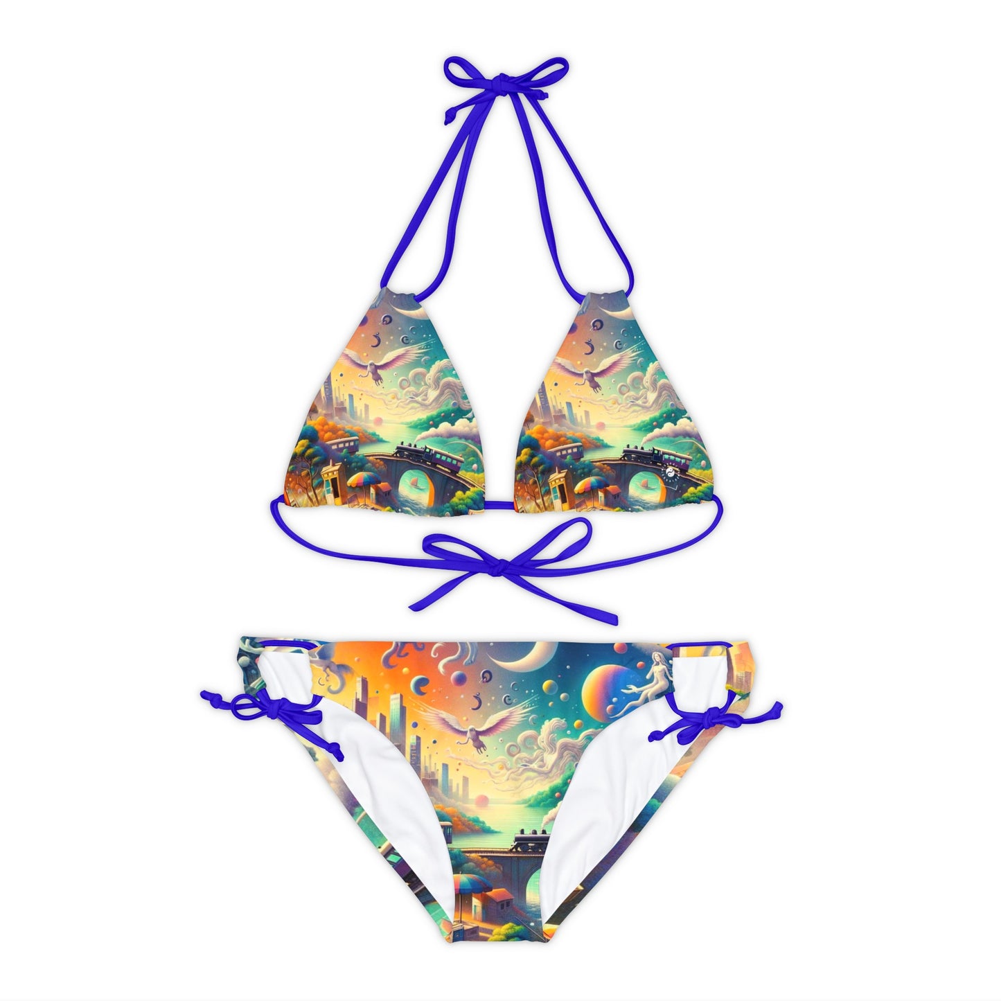 "Mirrors of Metaphor: A Murakami Odyssey" - Lace-up Bikini Set