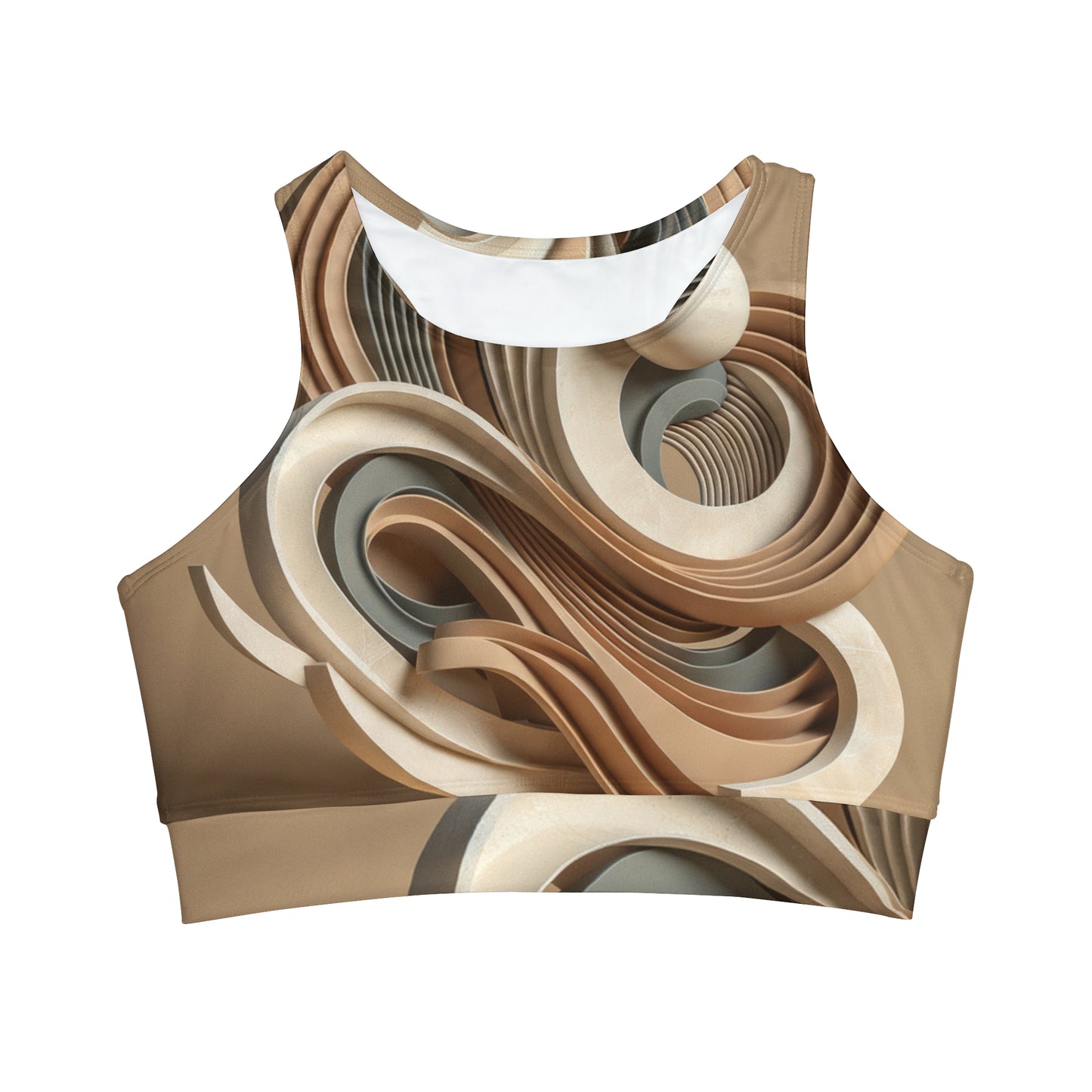 "Hepworth Hues: An Earth Tone Symphony" - High Neck Crop Top