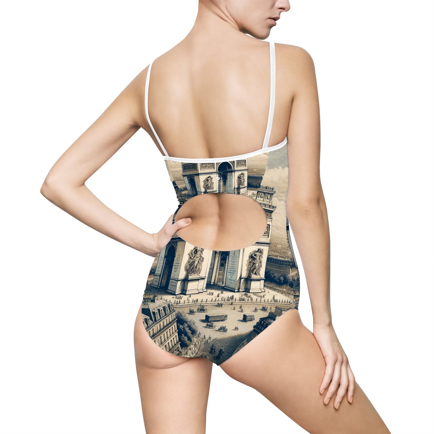 "Majesty of the Arc: A Napoleon Era Portrait" - Openback Swimsuit