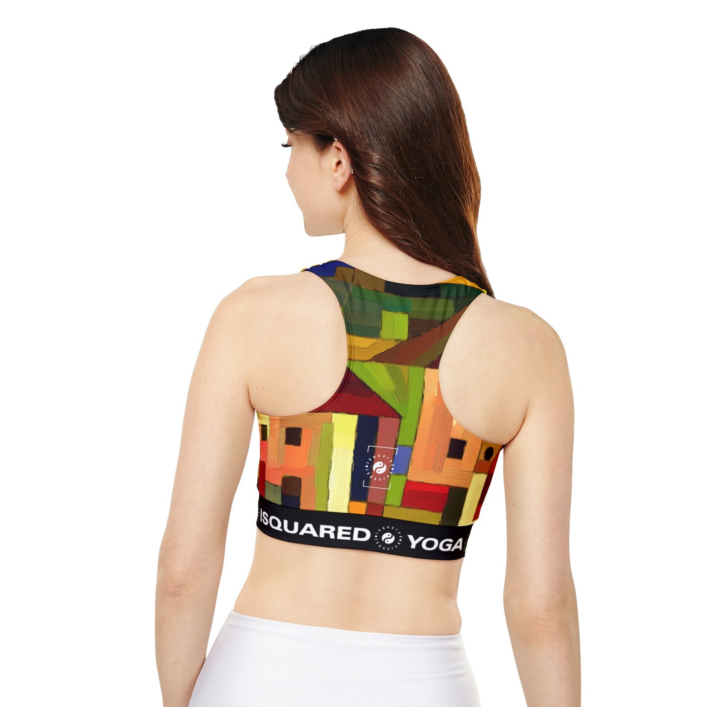 "Earthen Adobes in Hues of Hundertwasser" - Lined & Padded Sports Bra