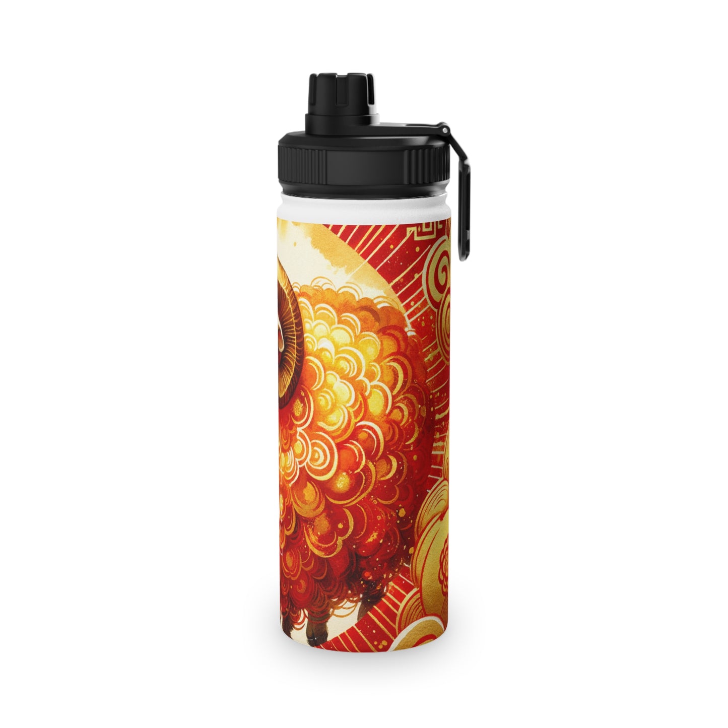 "Auspicious Gold of Divine Ewe: A Lunar New Year Revelry" - Sports Water Bottle