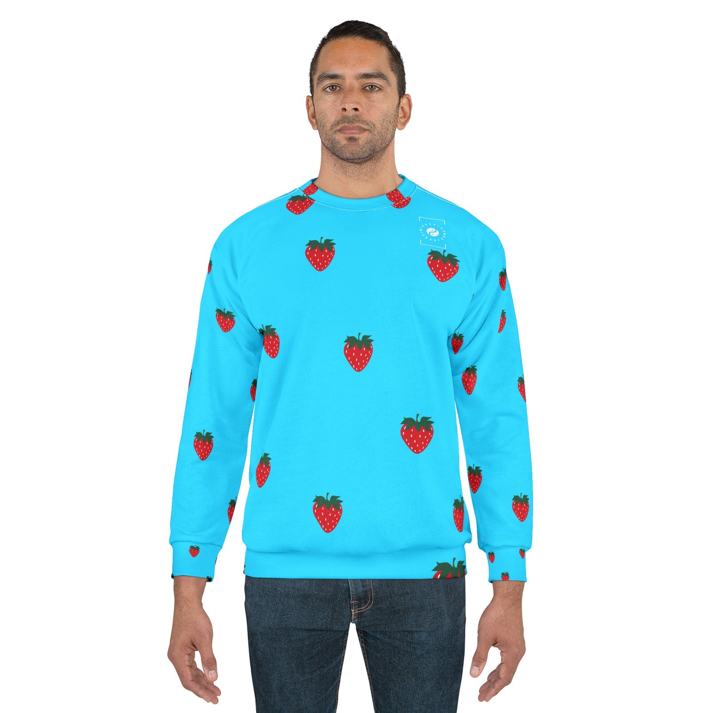 #22DEFF Light Blue + Strawberry - Unisex Sweatshirt