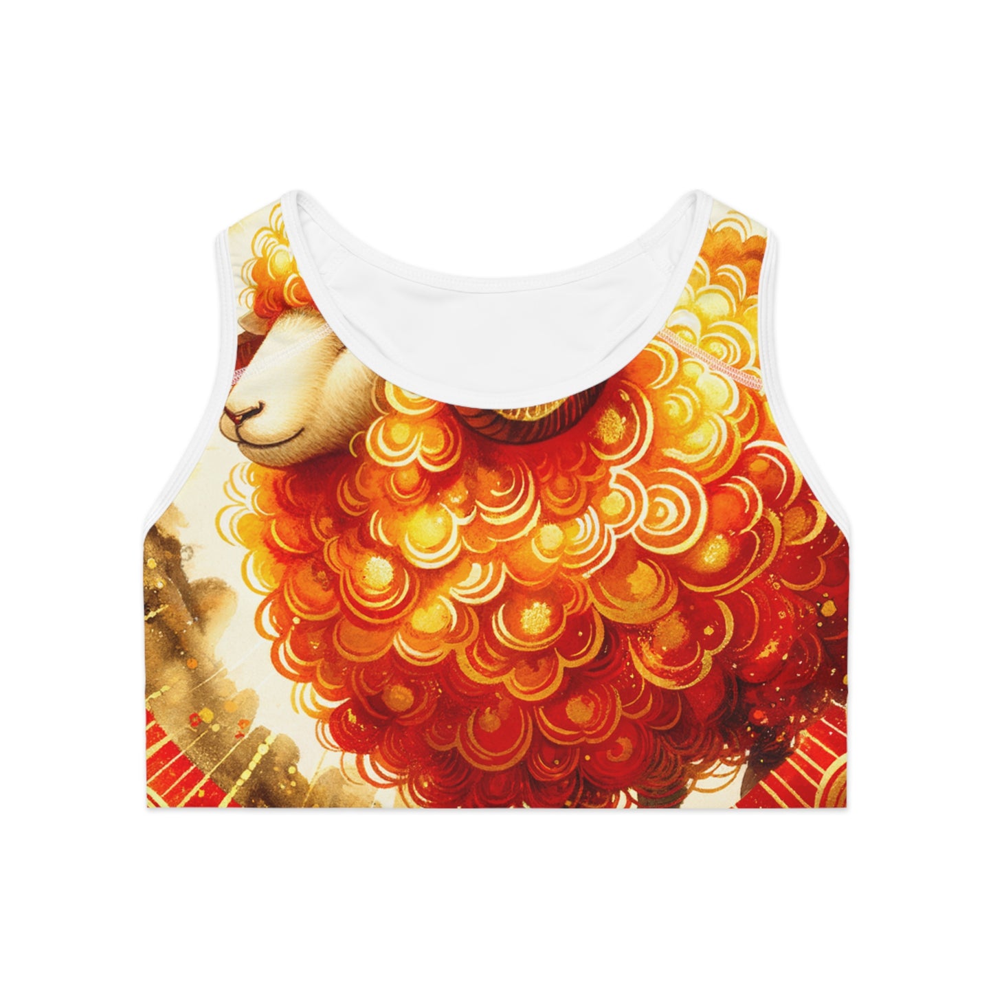 "Auspicious Gold of Divine Ewe: A Lunar New Year Revelry" - High Performance Sports Bra