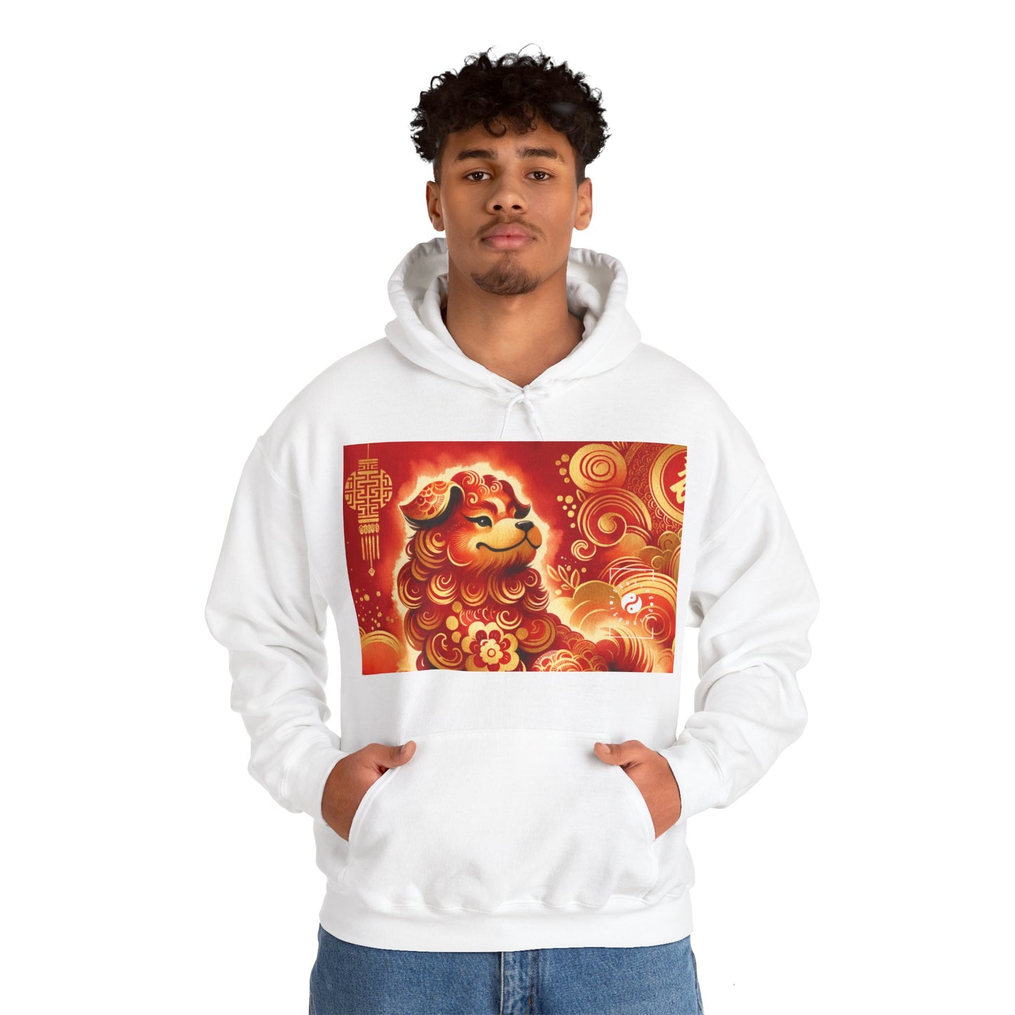 "Golden Canine Emissary on Crimson Tide: A Chinese New Year Odyssey" - Hoodie