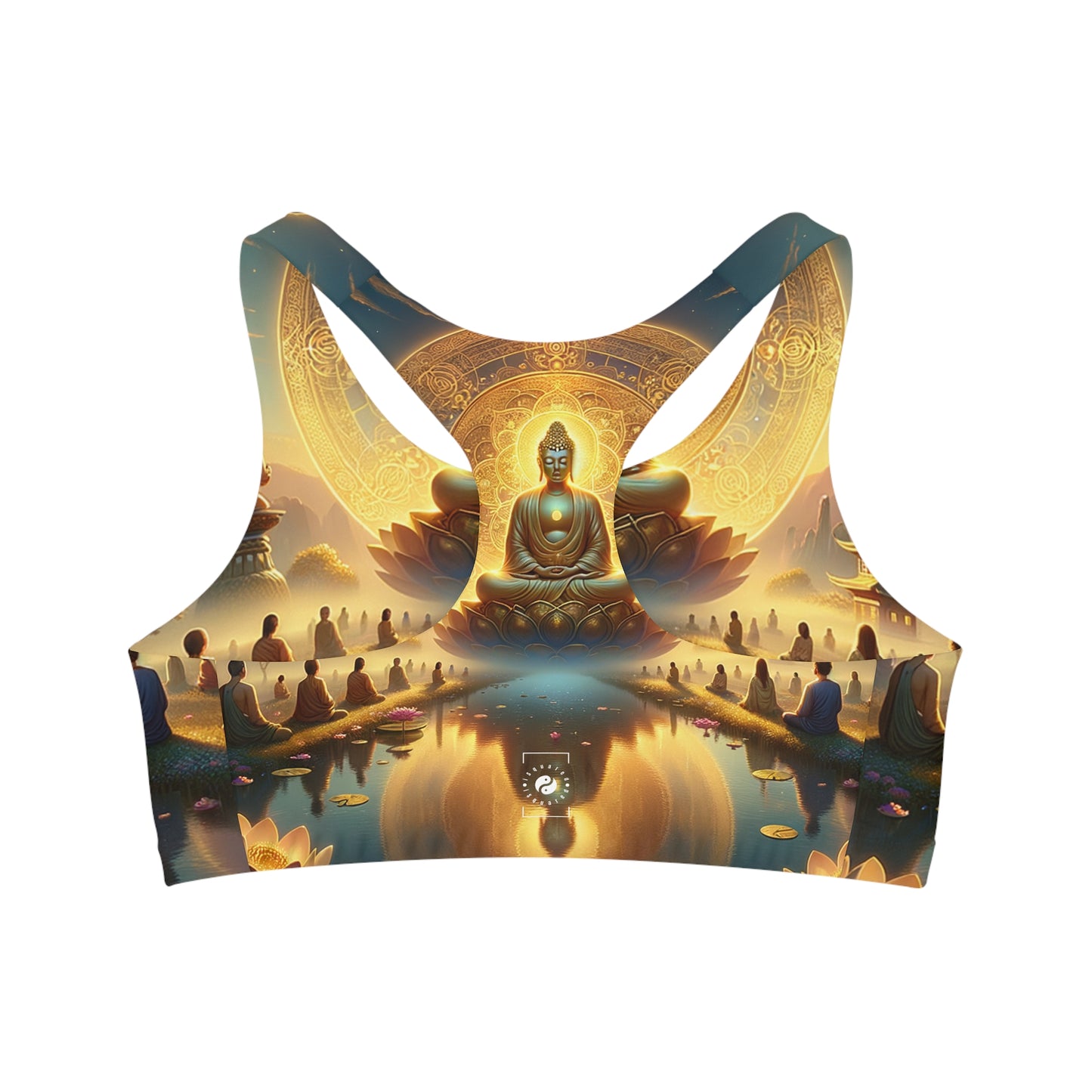 "Serenity in Transience: Illuminations of the Heart Sutra" - Seamless Sports Bra