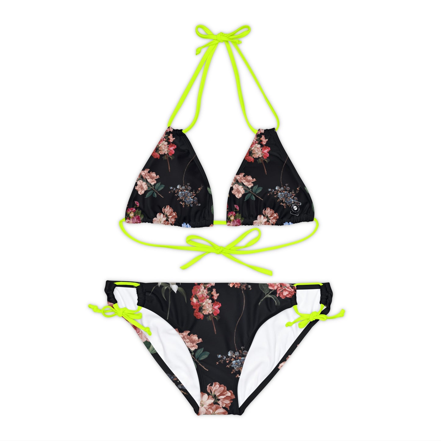 Botanicals on Black - Lace-up Bikini Set