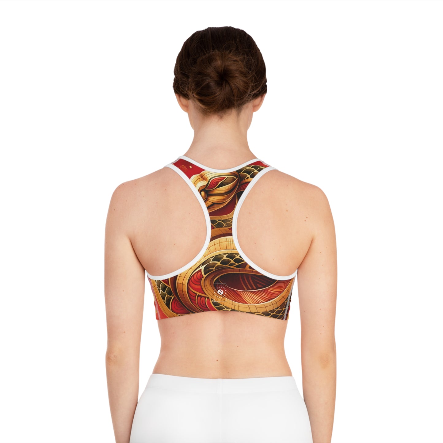 "Crimson Serenity: The Golden Snake" - High Performance Sports Bra