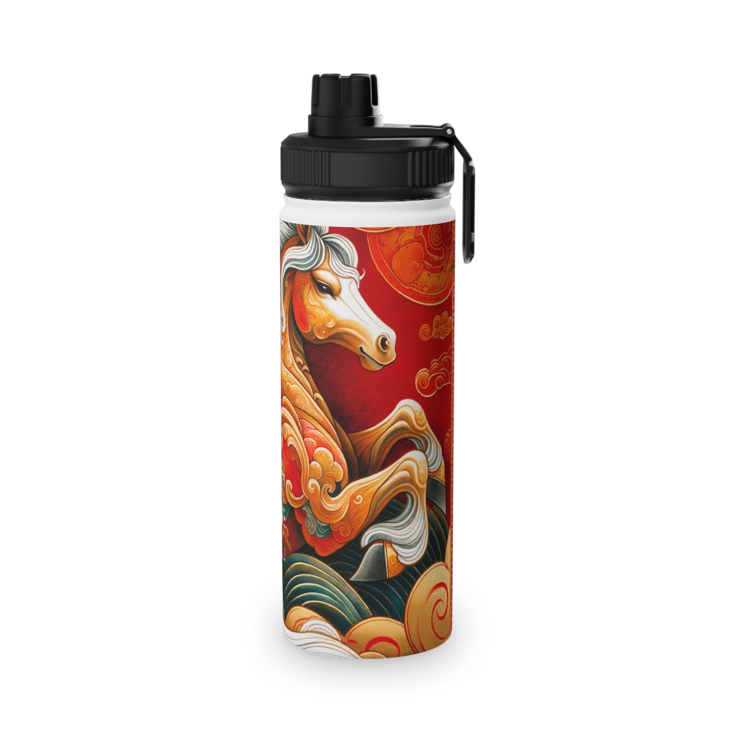 "Gold Gallop on Vermilion Vista: A Lunar New Year’s Ode" - Sports Water Bottle